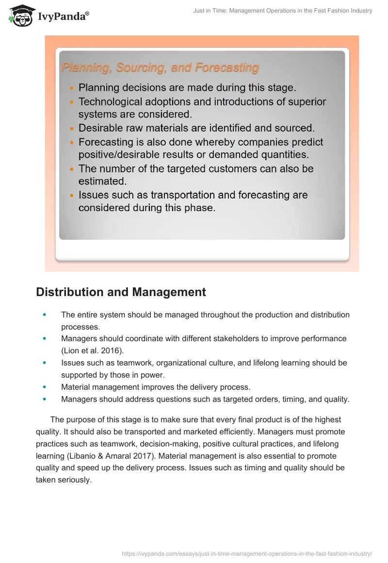 Just in Time: Management Operations in the Fast Fashion Industry. Page 5