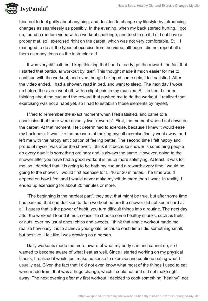 How a Book, Healthy Diet and Exercise Changed My Life. Page 3