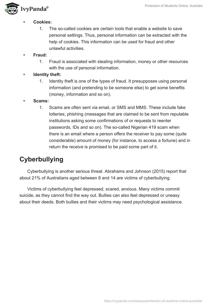 Protection of Students Online: Australia. Page 4