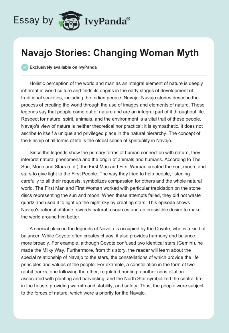 Navajo Stories: Changing Woman Myth. Page 1