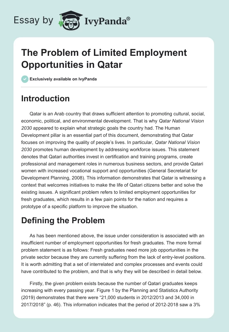 The Problem of Limited Employment Opportunities in Qatar. Page 1