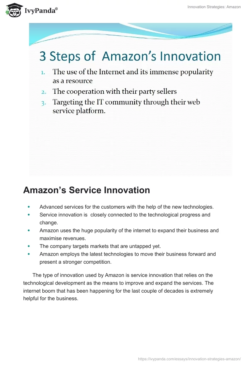 Innovation Strategies: Amazon. Page 4