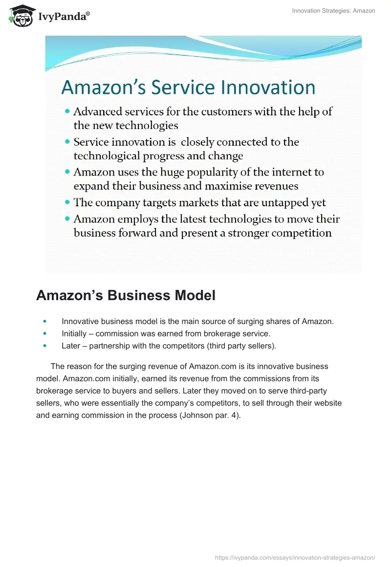 Innovation Strategies: Amazon. Page 5