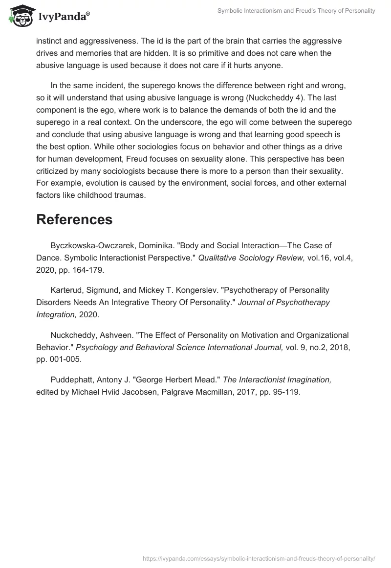 Symbolic Interactionism and Freud’s Theory of Personality. Page 2