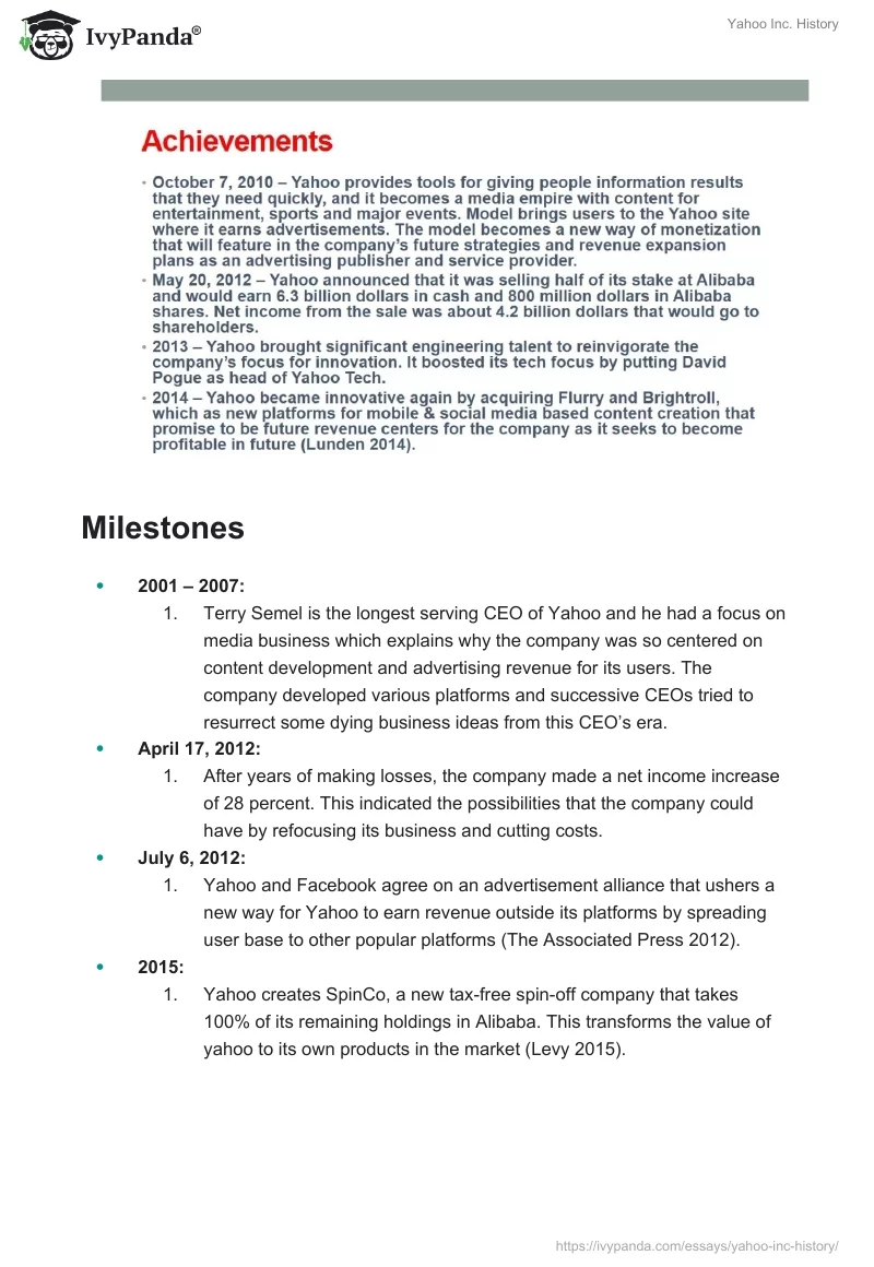Yahoo Inc. History. Page 3