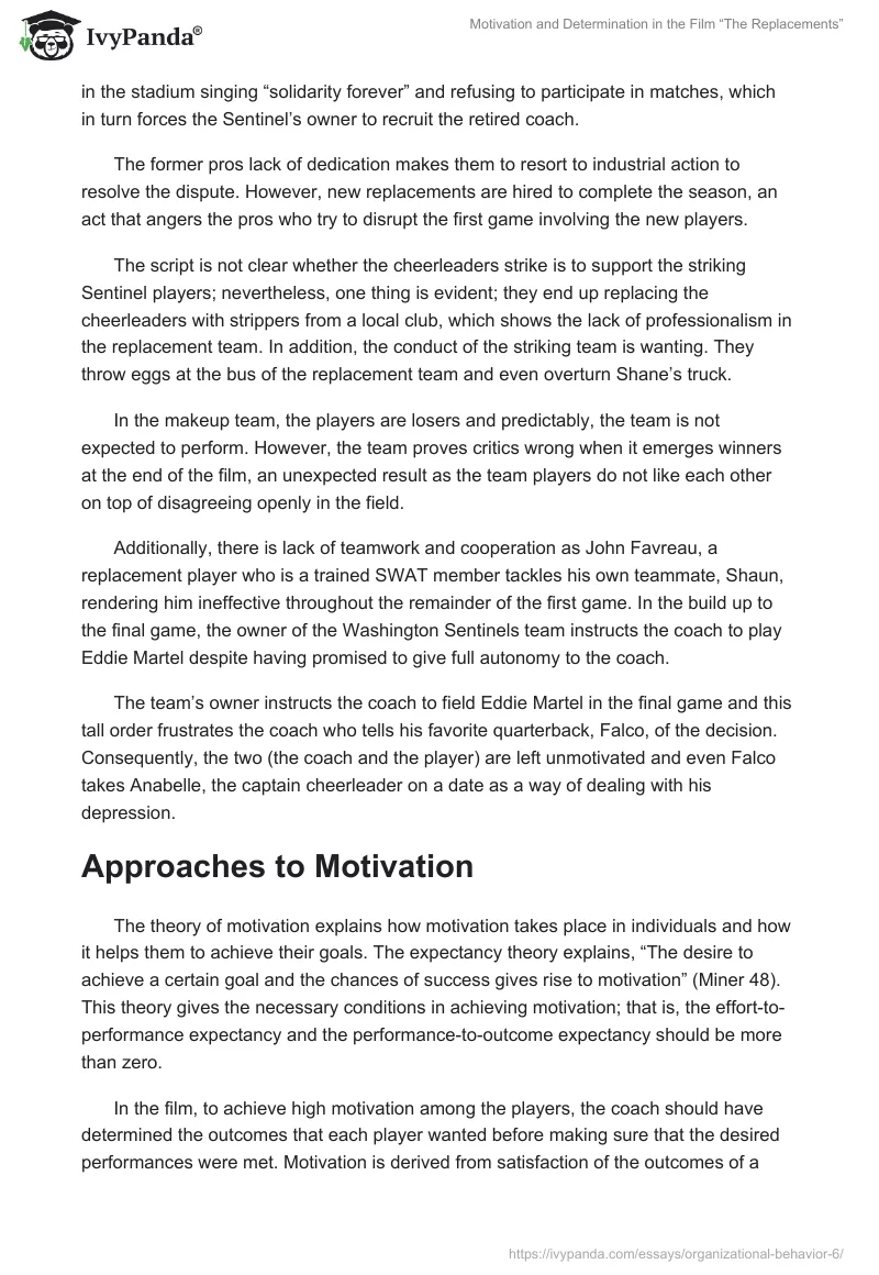 Motivation and Determination in the Film “The Replacements”. Page 3