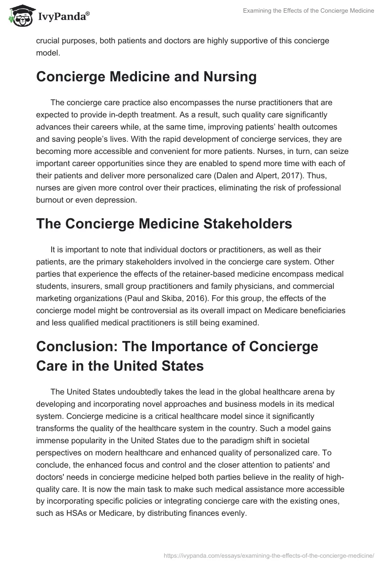 Examining the Effects of the Concierge Medicine. Page 2