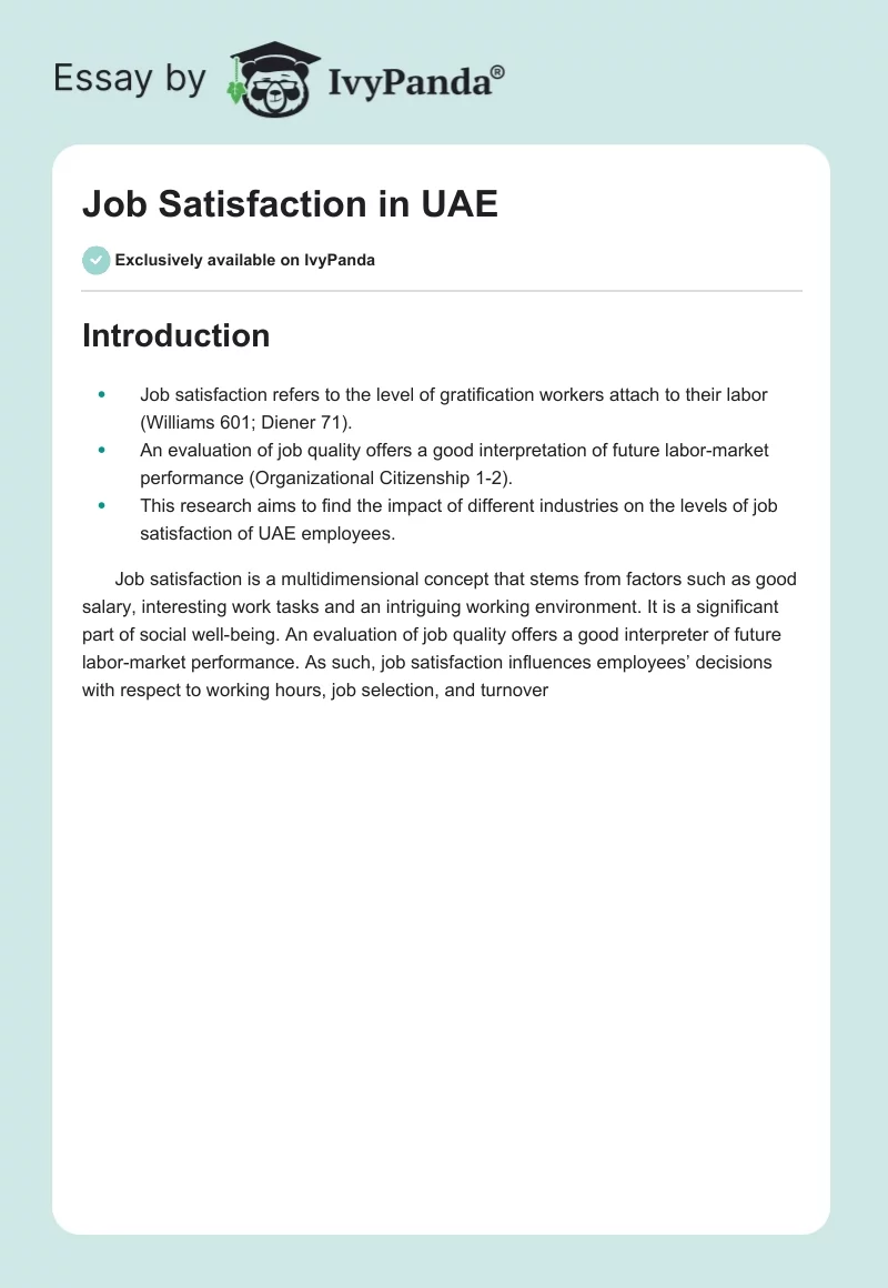 Job Satisfaction in UAE. Page 1