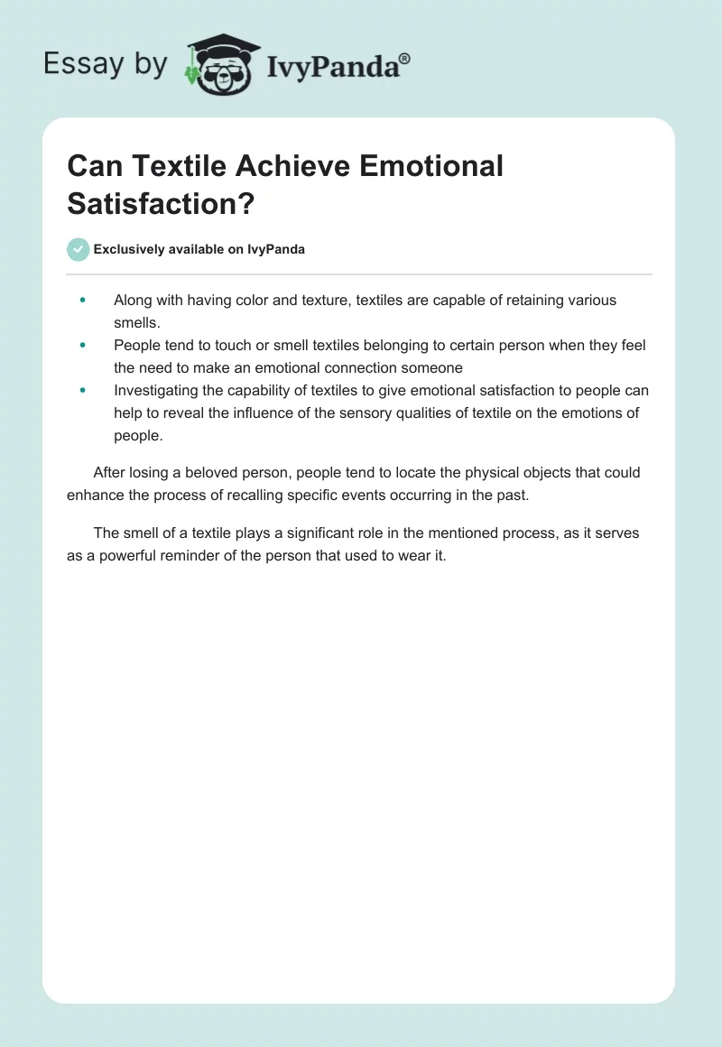 Can Textile Achieve Emotional Satisfaction?. Page 1