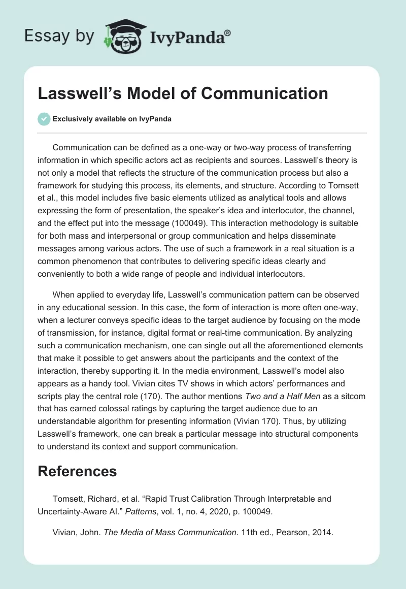 Lasswell’s Model of Communication. Page 1