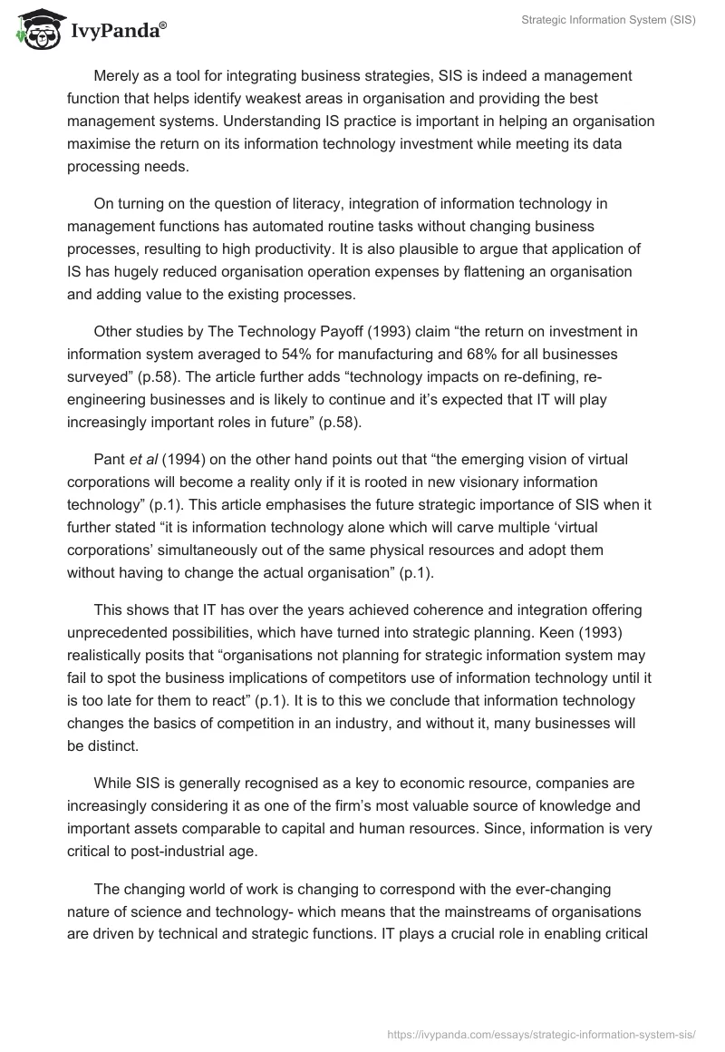 Strategic Information System (SIS). Page 4