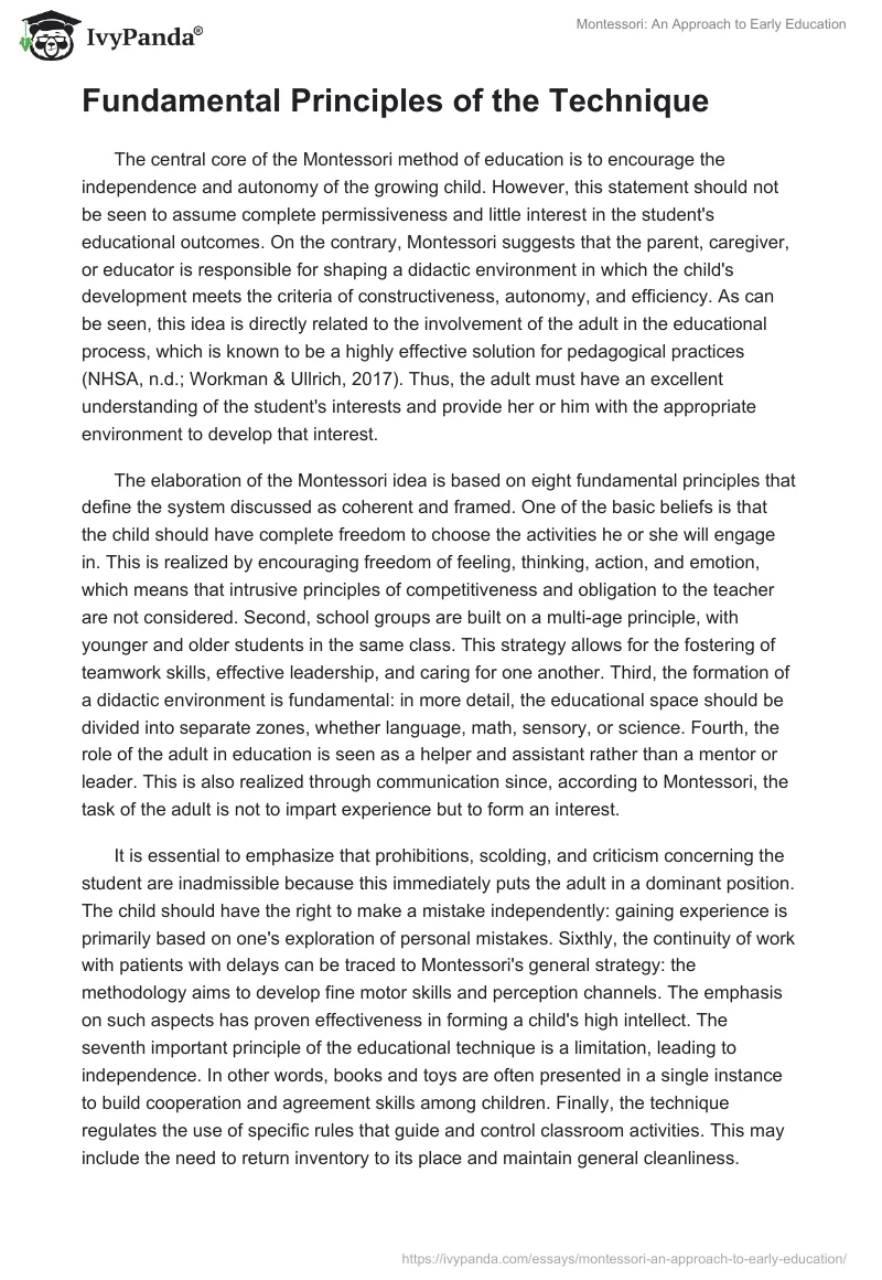 Montessori: An Approach to Early Education. Page 2