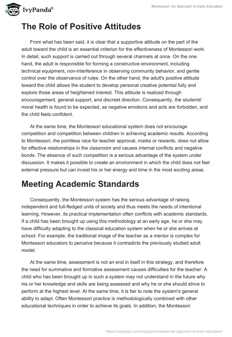 Montessori: An Approach to Early Education. Page 3