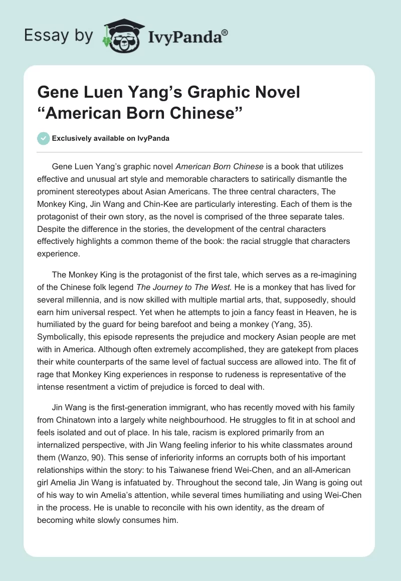 Gene Luen Yang’s Graphic Novel “American Born Chinese”. Page 1