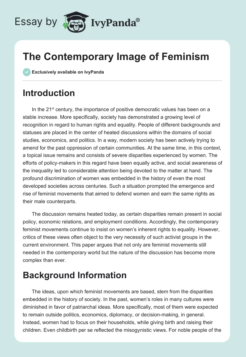 The Contemporary Image of Feminism. Page 1