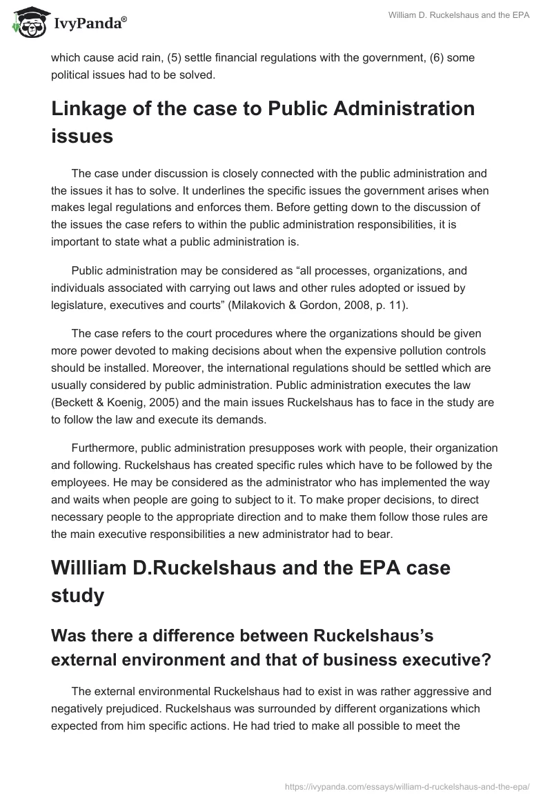 William D. Ruckelshaus and the EPA. Page 2