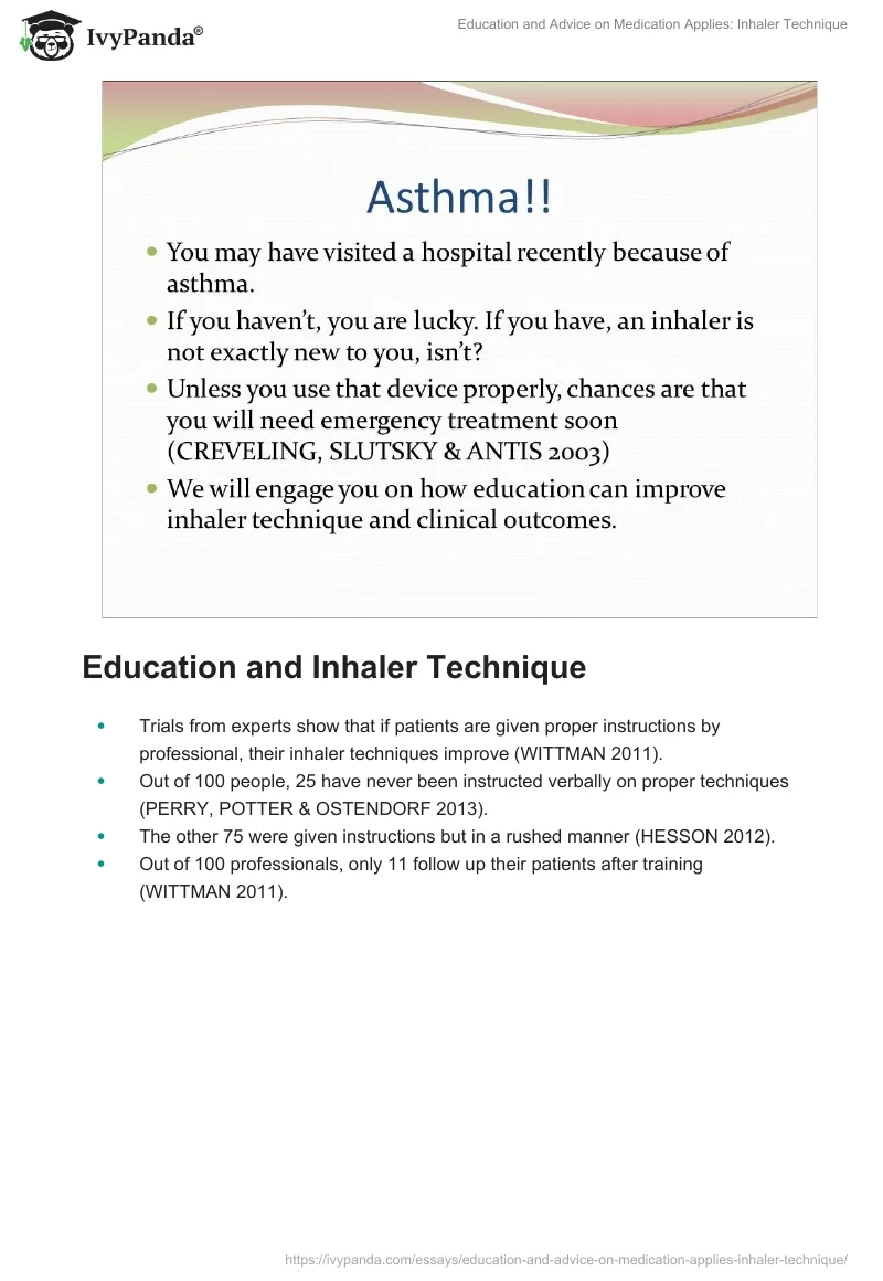 Education and Advice on Medication Applies: Inhaler Technique. Page 2