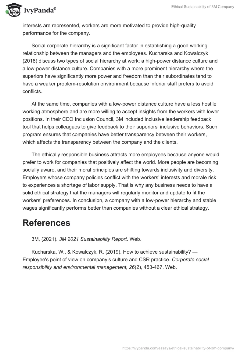 Ethical Sustainability of 3M Company. Page 2