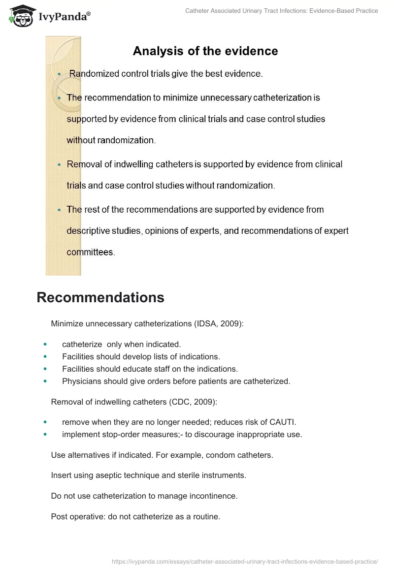 Catheter Associated Urinary Tract Infections: Evidence-Based Practice. Page 4