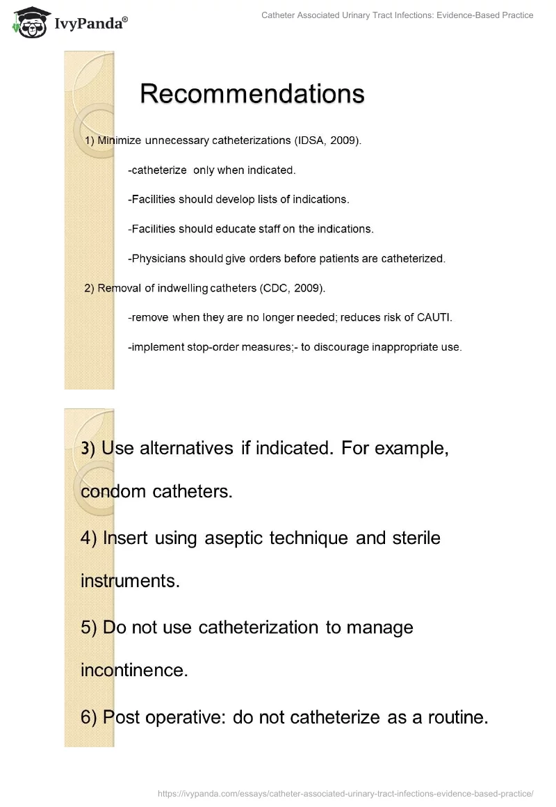 Catheter Associated Urinary Tract Infections: Evidence-Based Practice. Page 5