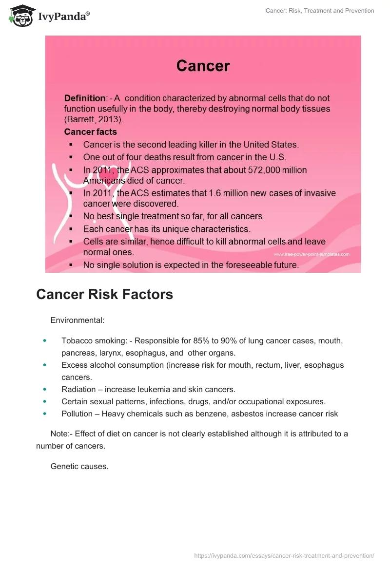 Cancer: Risk, Treatment and Prevention. Page 2