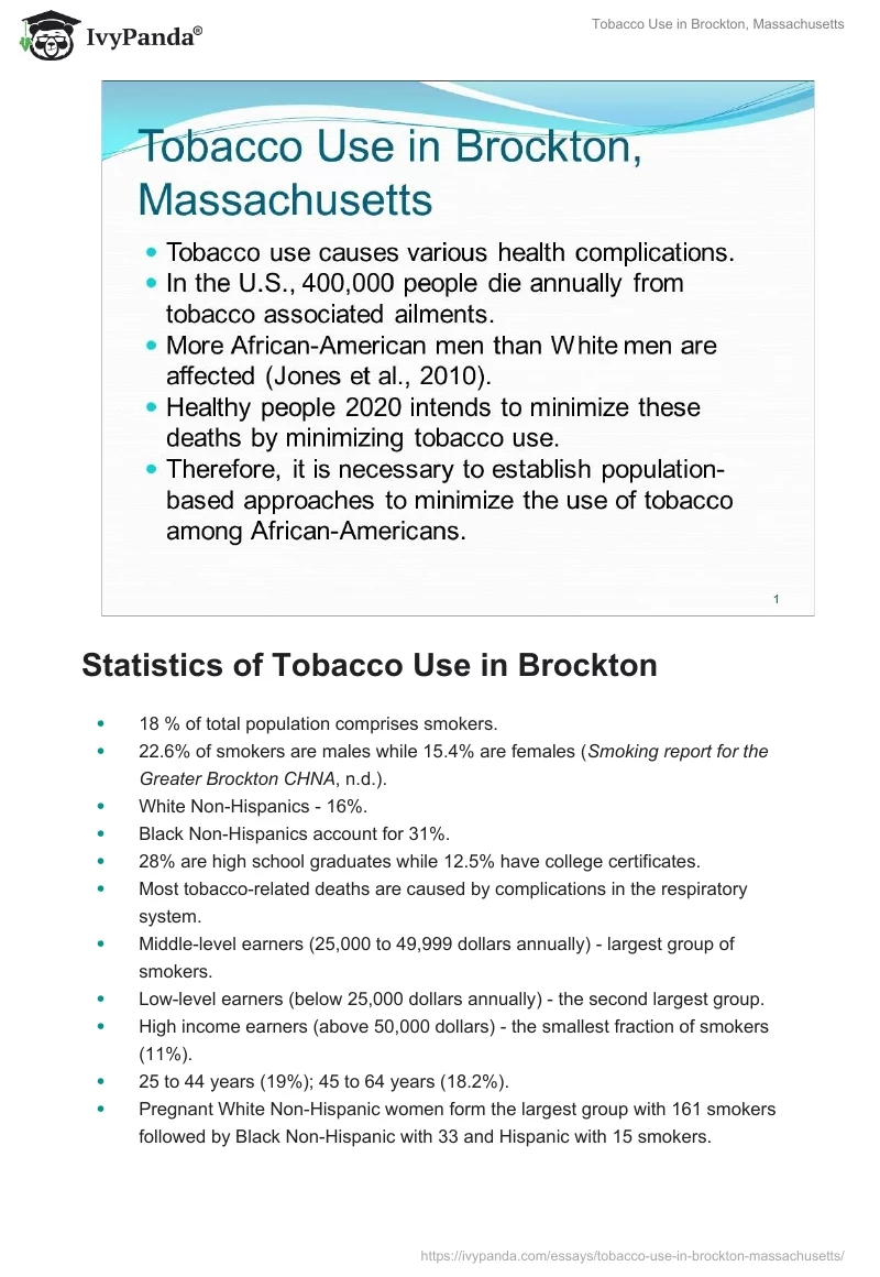 Tobacco Use in Brockton, Massachusetts. Page 2