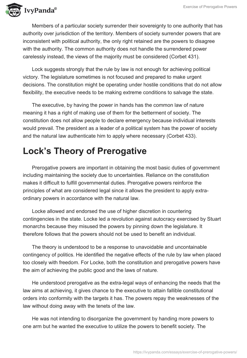 Exercise of Prerogative Powers. Page 2