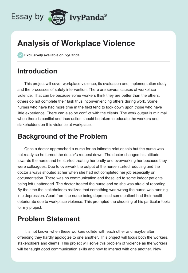 Analysis of Workplace Violence. Page 1