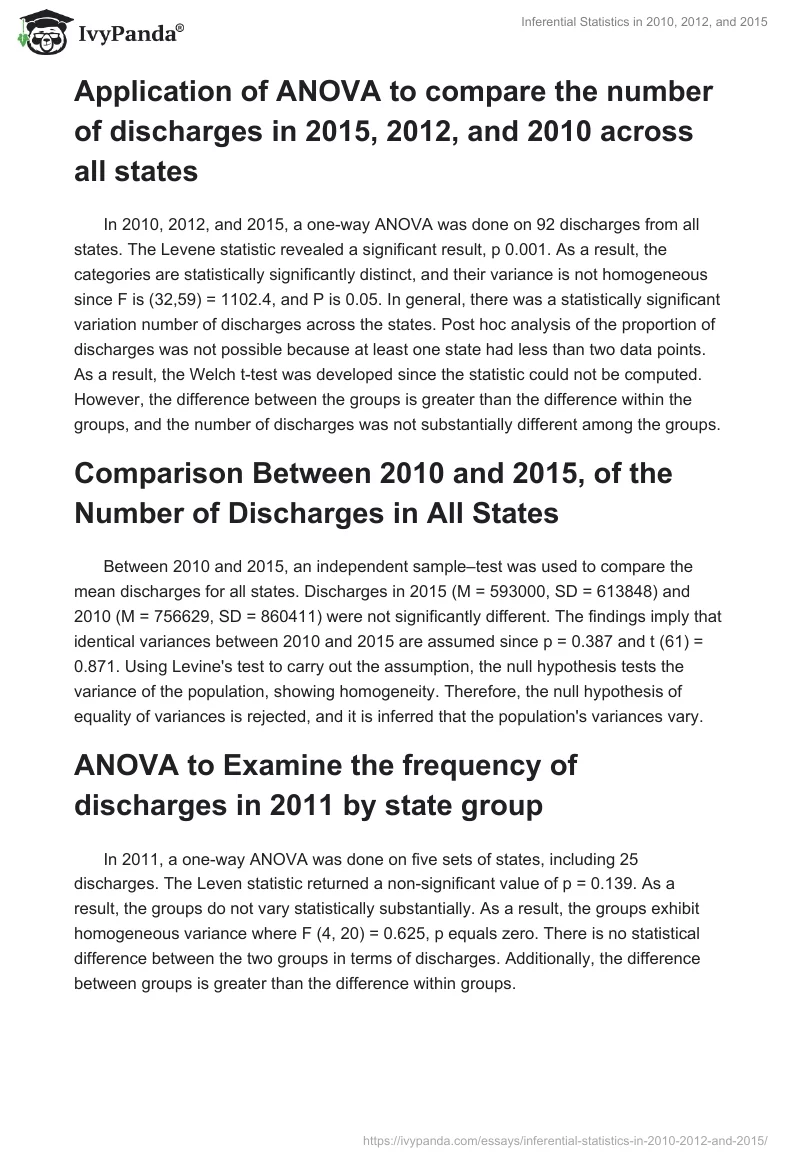 Inferential Statistics in 2010, 2012, and 2015. Page 2
