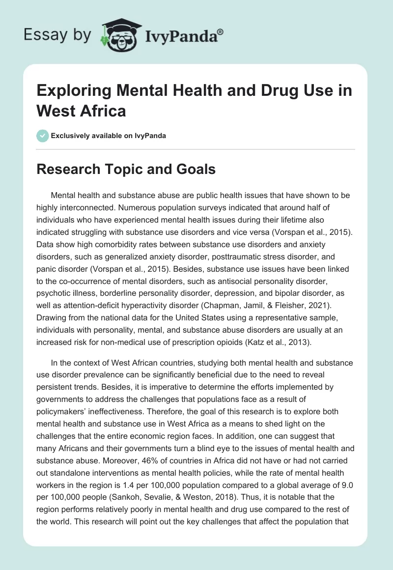 Exploring Mental Health and Drug Use in West Africa. Page 1
