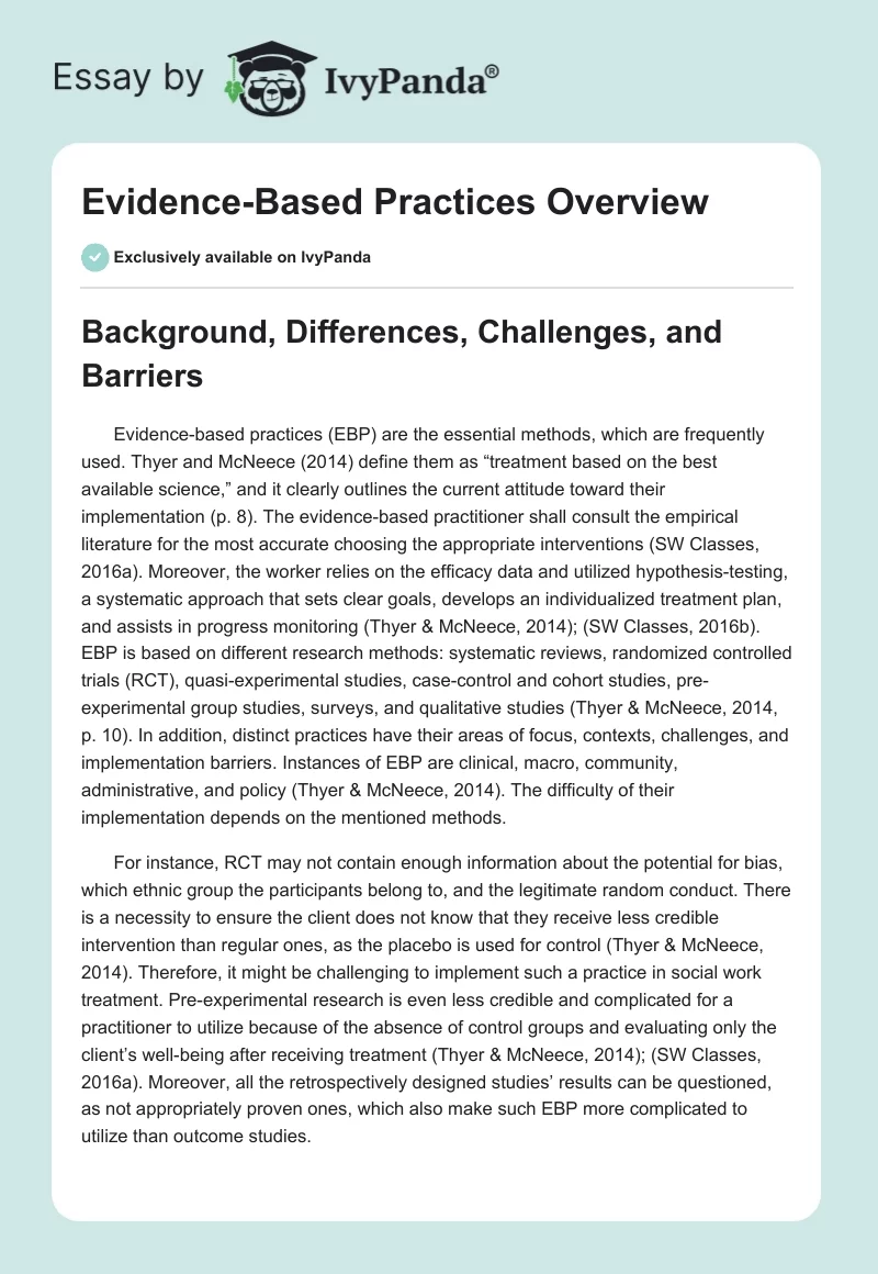 Evidence-Based Practices Overview. Page 1