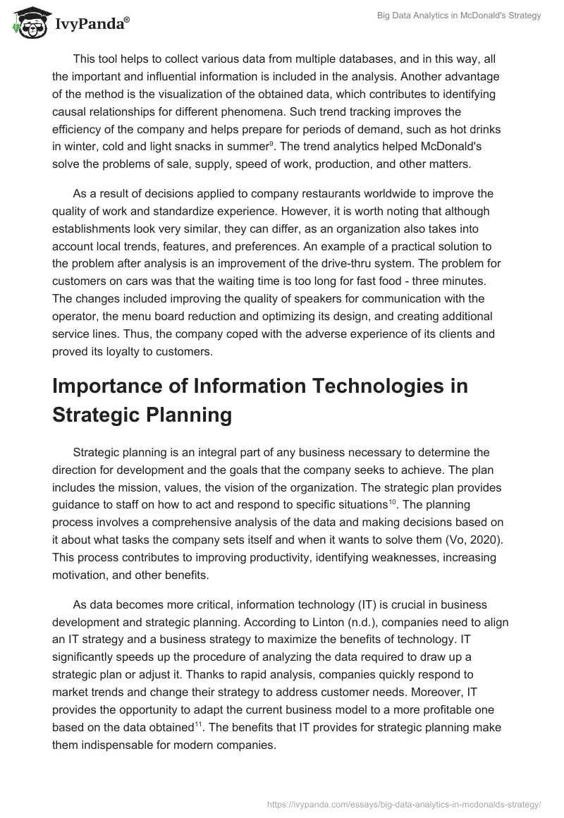 Big Data Analytics in McDonald's Strategy. Page 3