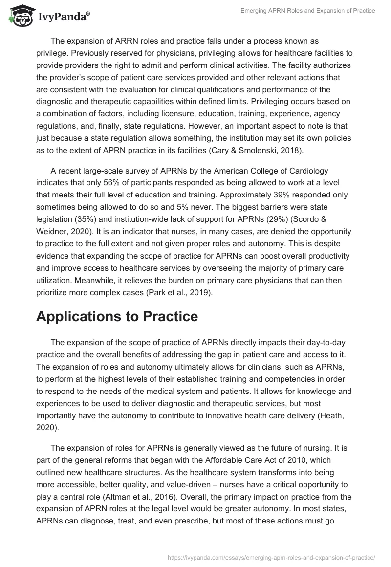 Emerging APRN Roles and Expansion of Practice. Page 2