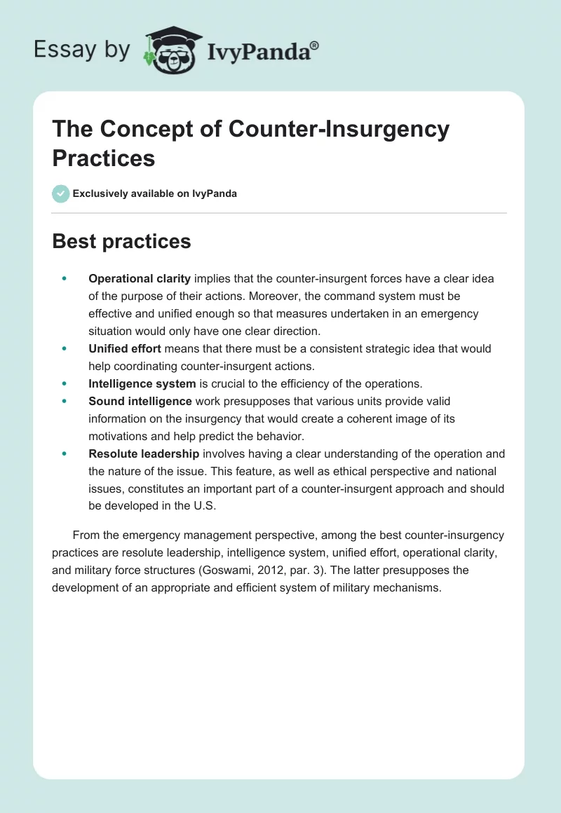 The Concept of Counter-Insurgency Practices. Page 1