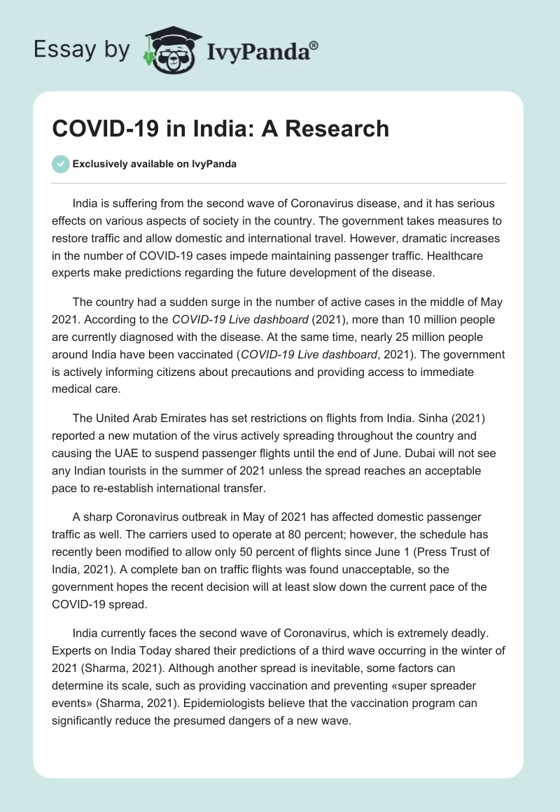 COVID-19 in India: A Research. Page 1