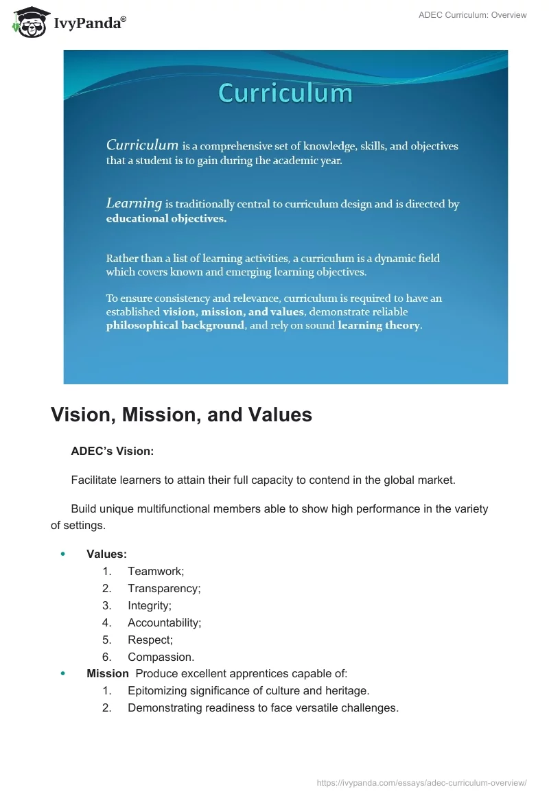 ADEC Curriculum: Overview. Page 2