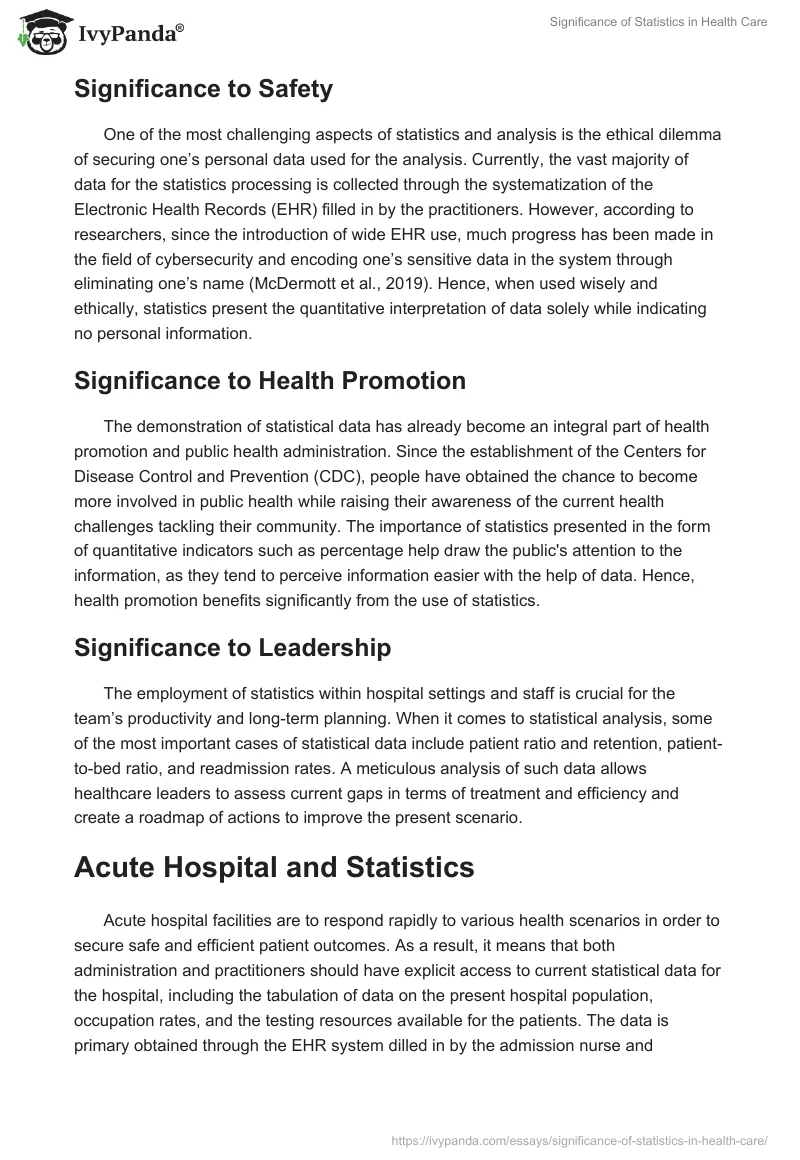 Significance of Statistics in Health Care. Page 2