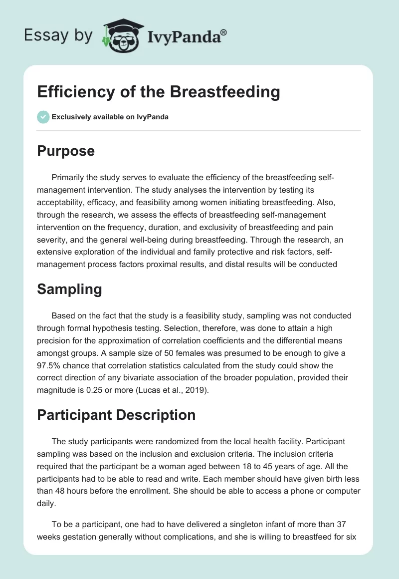 Efficiency of the Breastfeeding. Page 1