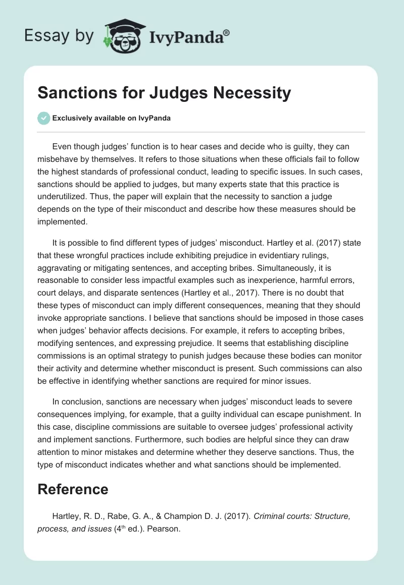 Sanctions for Judges Necessity. Page 1