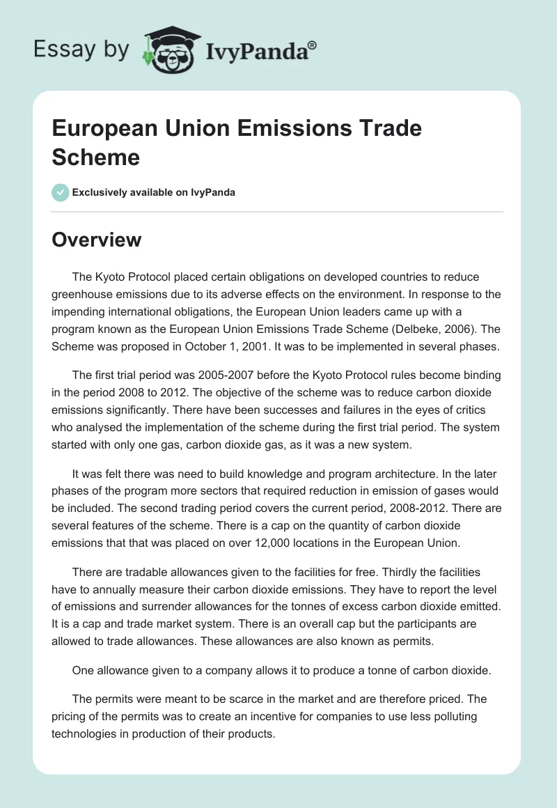European Union Emissions Trade Scheme. Page 1