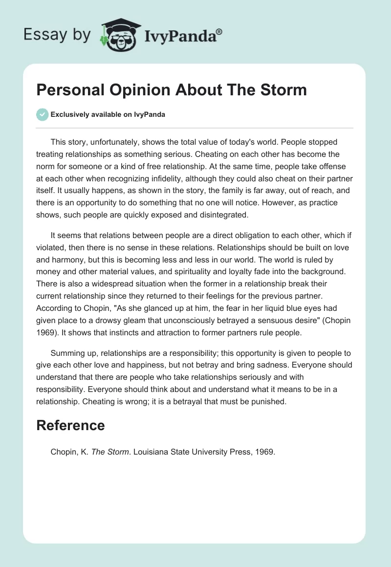 Personal Opinion About "The Storm". Page 1