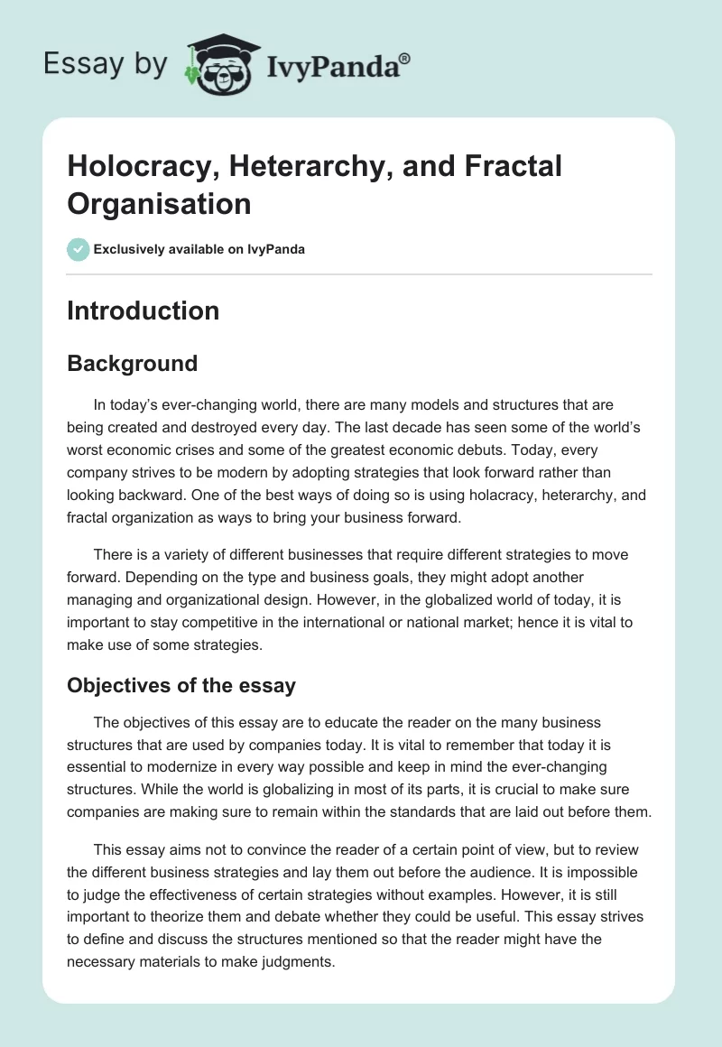 Holocracy, Heterarchy, and Fractal Organisation. Page 1