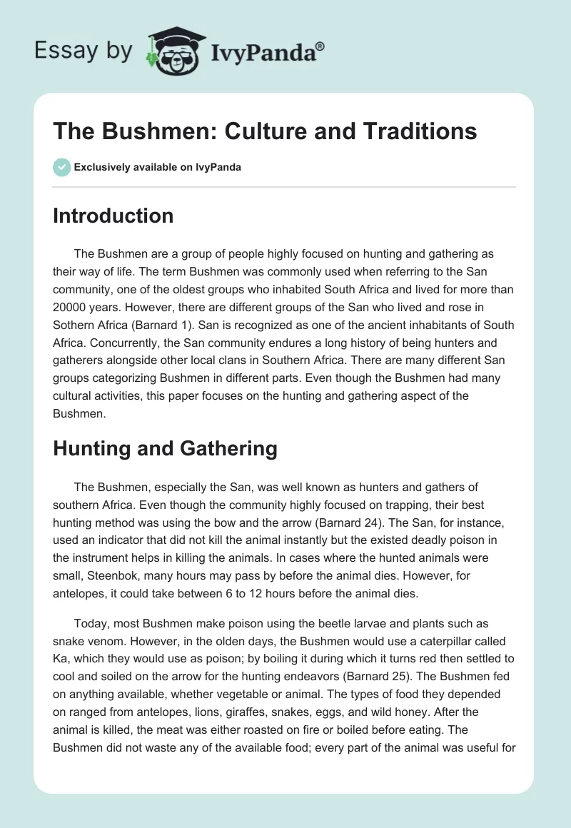 The Bushmen: Culture and Traditions. Page 1