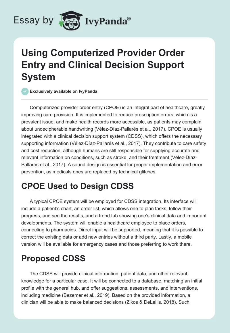 Using Computerized Provider Order Entry and Clinical Decision Support System. Page 1