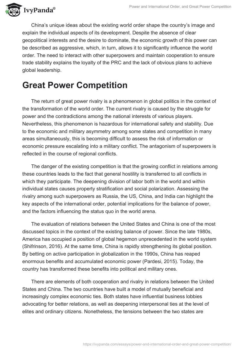 Power and International Order, and Great Power Competition. Page 3