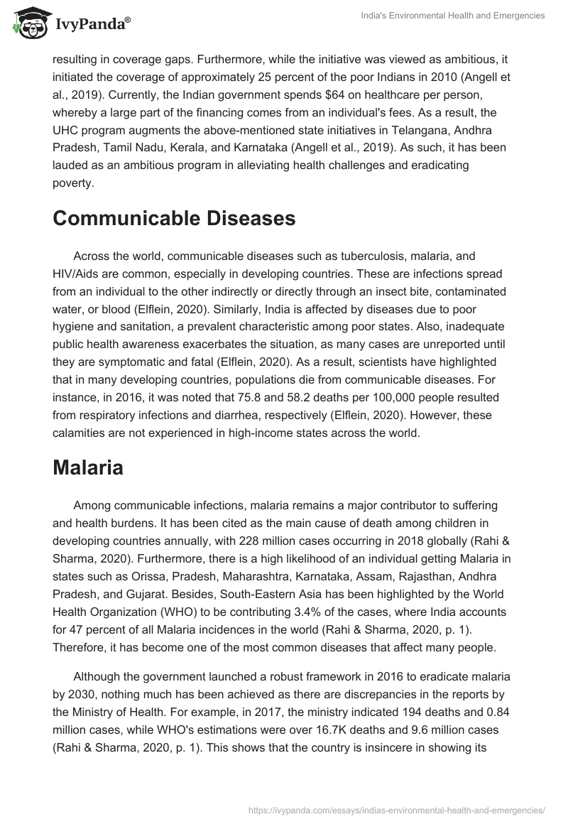 India's Environmental Health and Emergencies. Page 3