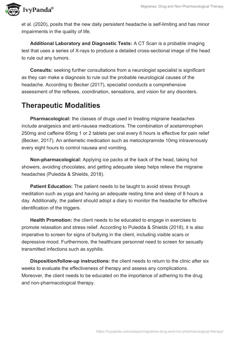 Migraines: Drug and Non-Pharmacological Therapy. Page 2