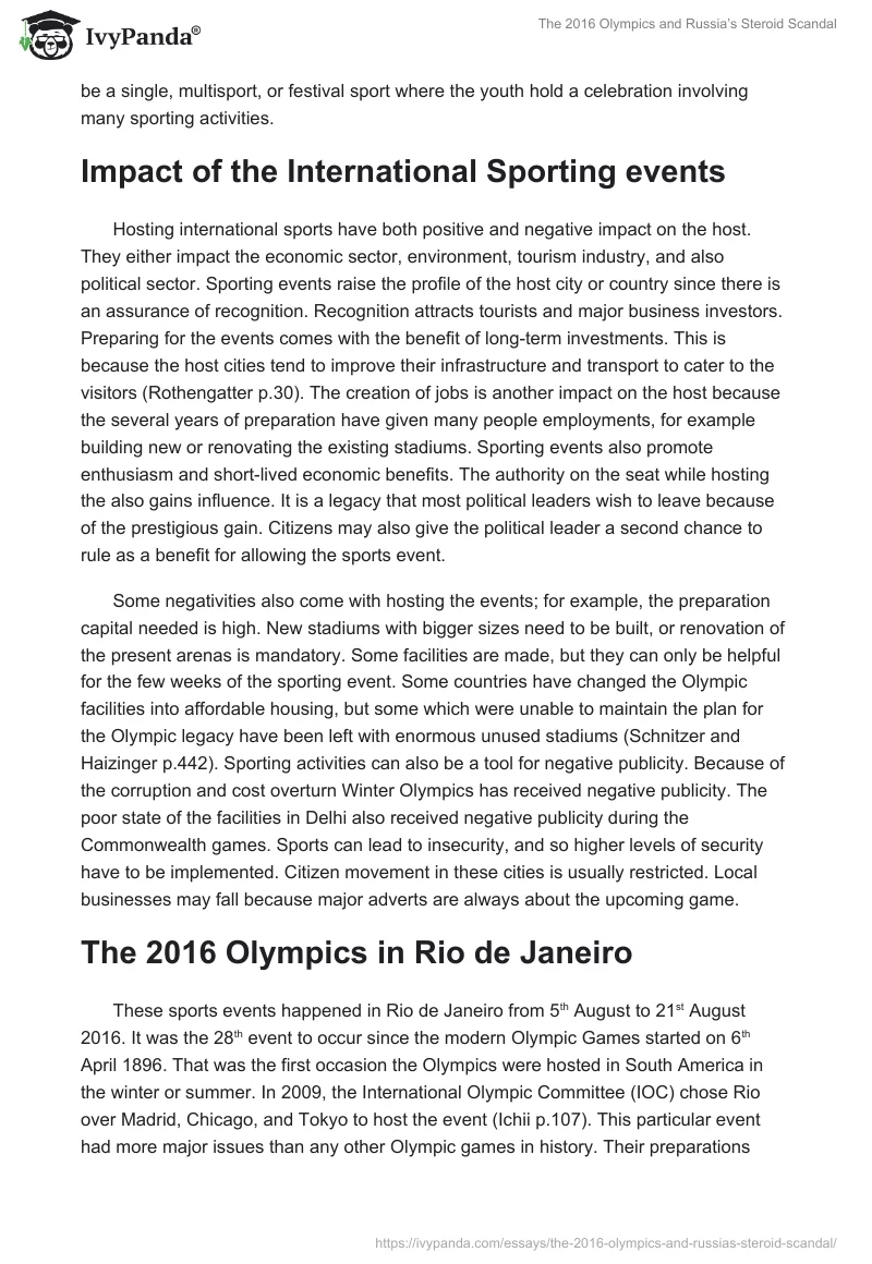 The 2016 Olympics and Russia’s Steroid Scandal. Page 2