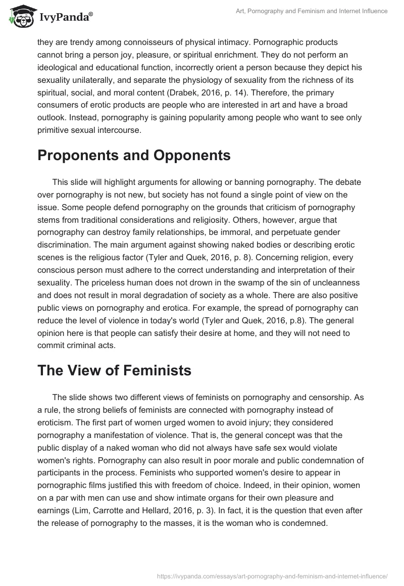 Art, Pornography and Feminism and Internet Influence. Page 2