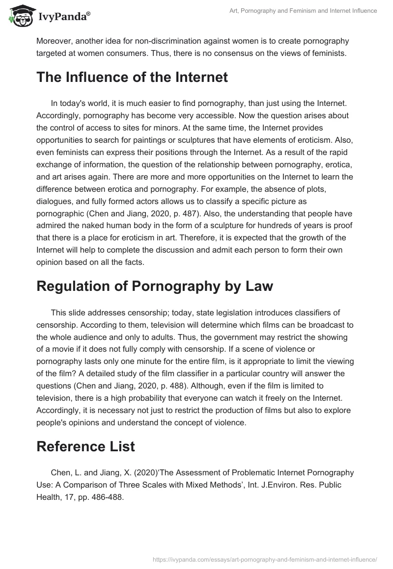 Art, Pornography and Feminism and Internet Influence. Page 3